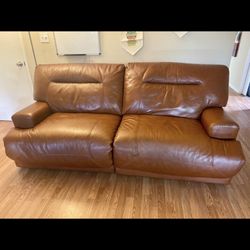 Genuine Leather Couch With Power Recliners 