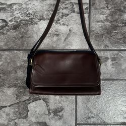 Coach Mahogany Brown Leather Andrea Allison Flap Shoulder Bag