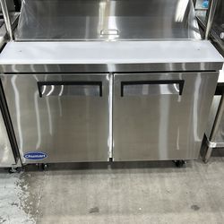 Chumart CMT-S48 46 7/8" Stainless Steel Sandwich/Salad Prep Table with Two Solid Full Doors