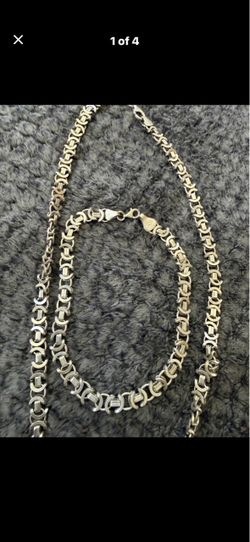 Silver solid chain and bracelet Italian 925