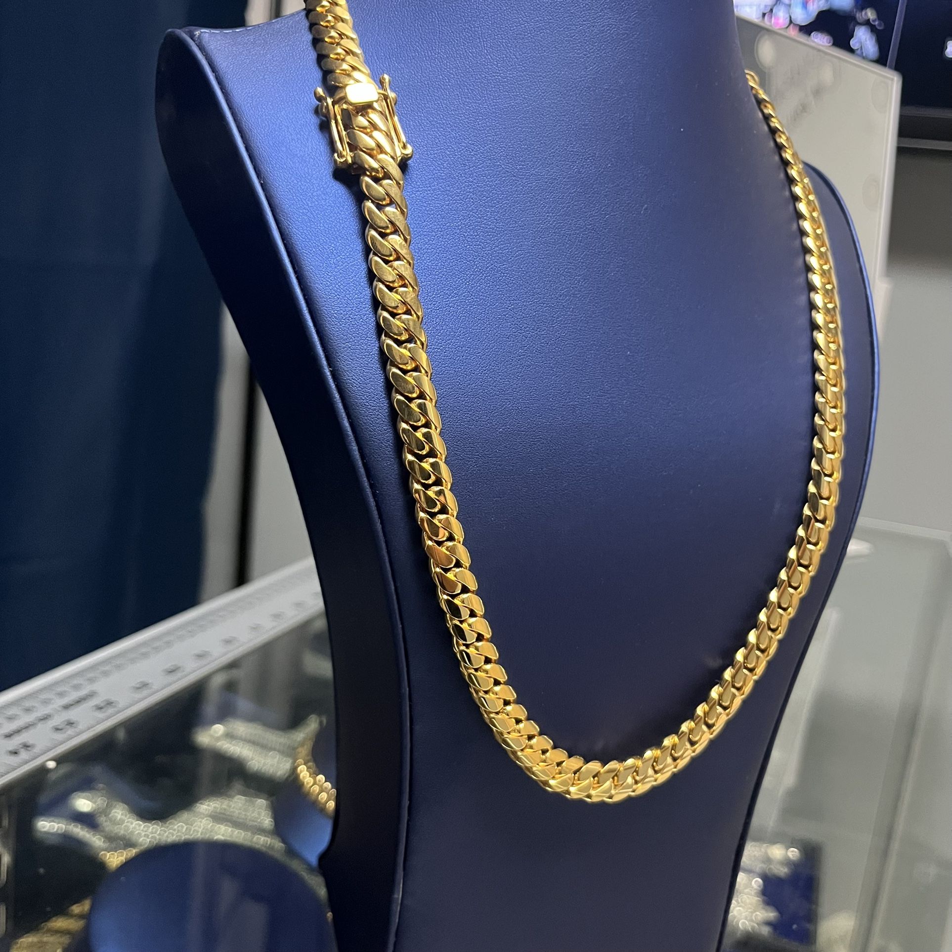 10MM MIAMI CUBAN LINK CHAIN 26” GOLD OVER SILVER