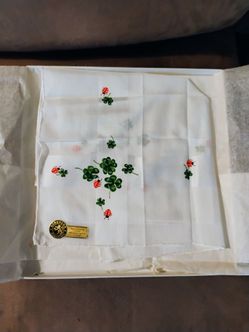 Vintage handkerchief ladybugs 4 leaf clover