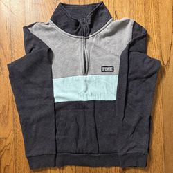 Victoria's Secret Pink colorblock quarter-zip pullover sweatshirt size L 