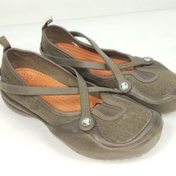 Crocs Women's Size 8 Brown Ballet Flats Strappy Casual Rubber Shoes 