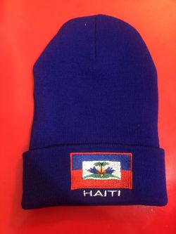 Haitian Flag Beanie Hat In Blue