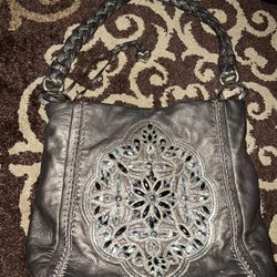 Brighton Pewter Anju Jewel Embellished Shoulder Purse 