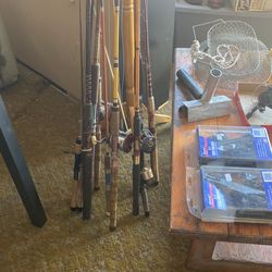 Assorted  Fishing Poles And  Reels