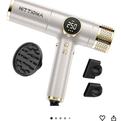 HITTIONA Dual Voltage Travel Hair Dryer with Magnetic Diffuser - 2000W High-Speed Ionic Hair Dryer