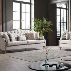 Lotus Gray Velvet Sofa & Loveseat /Living room set 