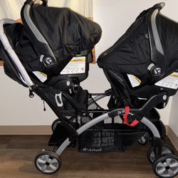 Baby Trend Infant and Toddler Double Stroller & Car Seat Combo, 2 Pc Set, Stormy
