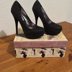 Glitter Black Heels 