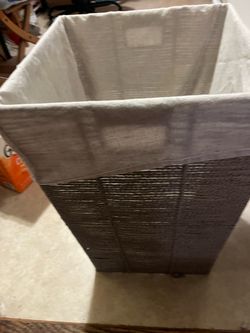 Gray laundry basket
