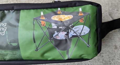 Out Door Portable Camping Table Qoth Buit In Cooler And Snack Holder