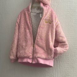 GIRL’S WARM COAT 🧥 SIZE 7 GOOD CONDITION WITH HOODIE  PINK PRINCESS 👑 