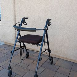 Four Wheel Medical Rollator Roling Walker with padded seat and hand brakes PRICE DROP