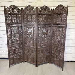 Ornate Dark Brown Wood Room Divider