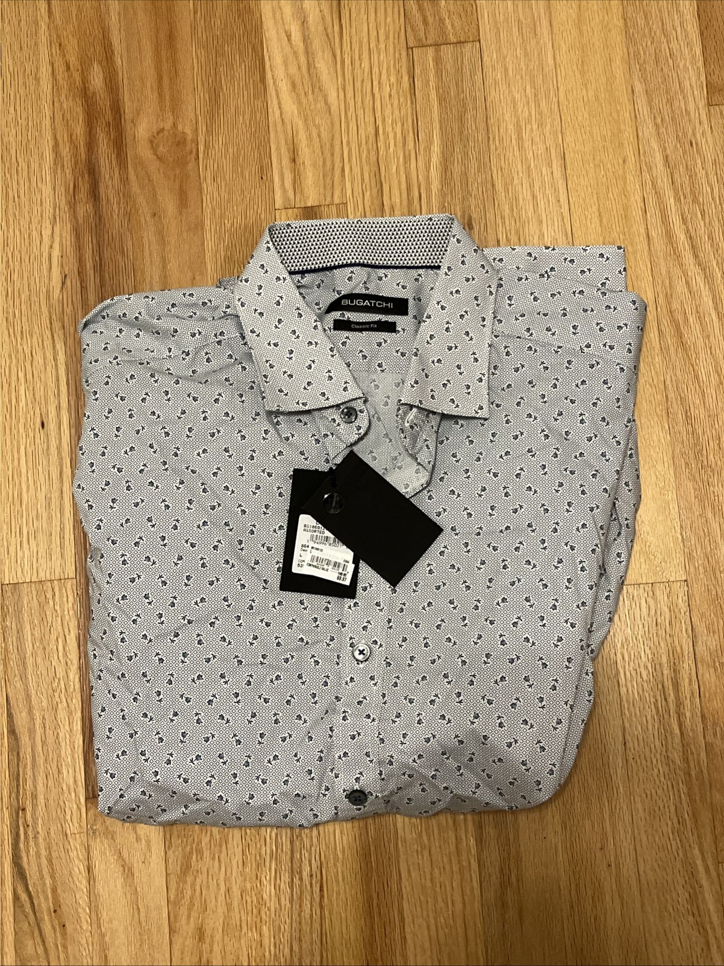 NWT Bugatchi Long Sleeve Shirt Size Large Classic Fit Floral Print MSRP $149