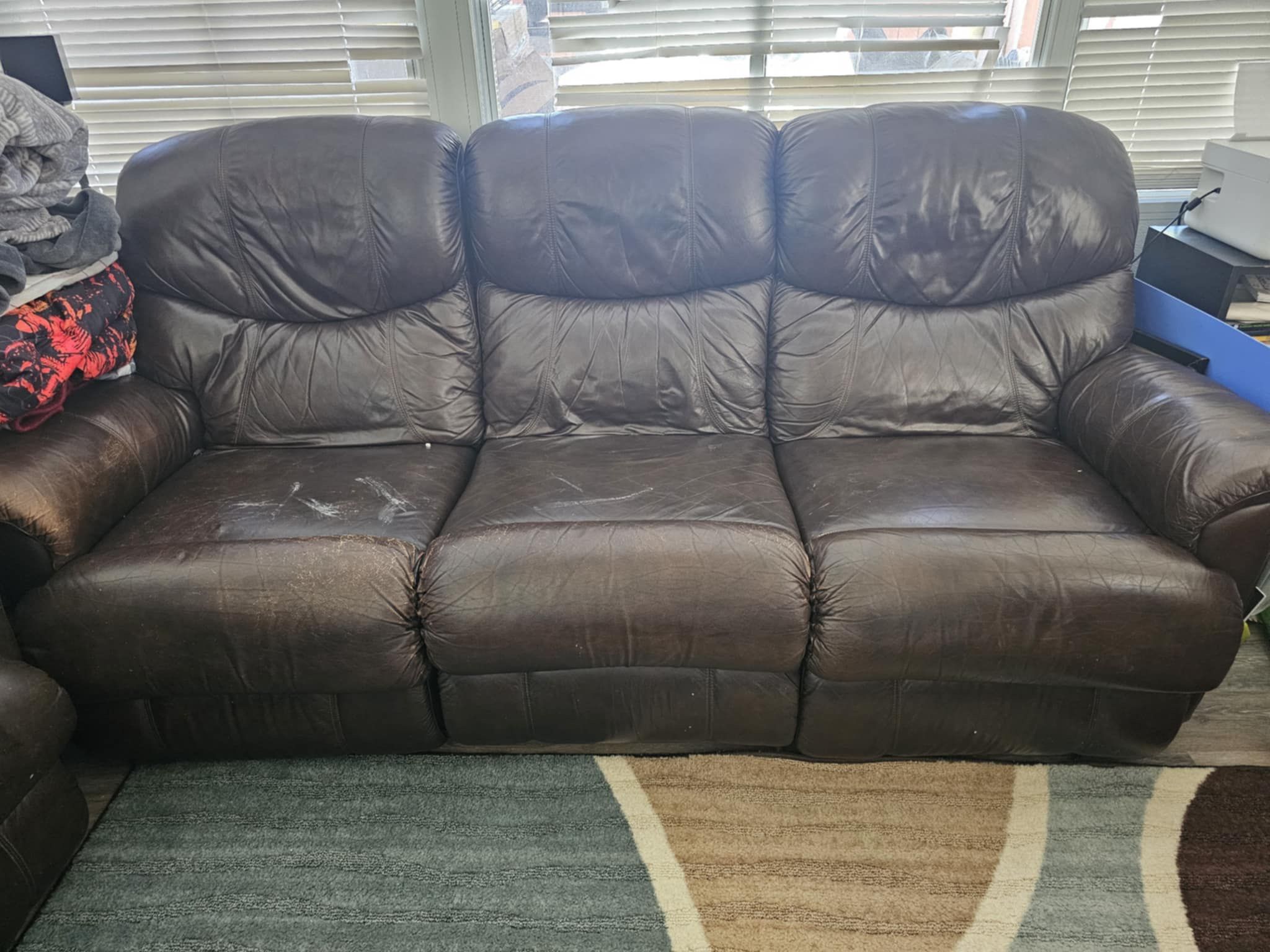 Brown Reclining Leather Couch