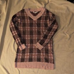 Pink Plaid Sweater