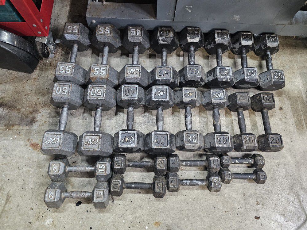 Set of Hex Dumbbell weights