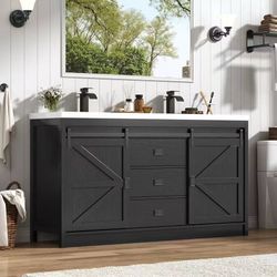 ❤️‍🔥 59" Farmhouse Bathroom Vanity Cabinet Set