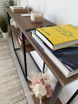 Hazel & Black Console Table with Shelves — Very Good Condition