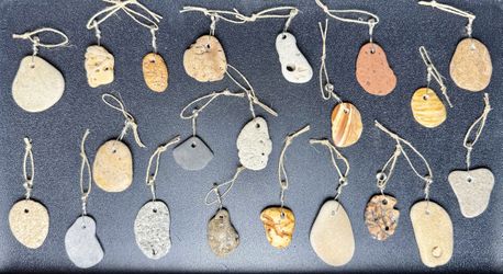 Lot of 20+ Handmade Wire-Wrapped Beach Stone Pendants