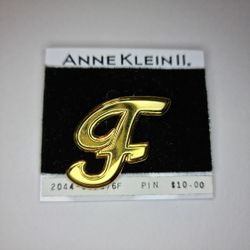 Vintage Anne Klein “F” Initial Brooch Pin
