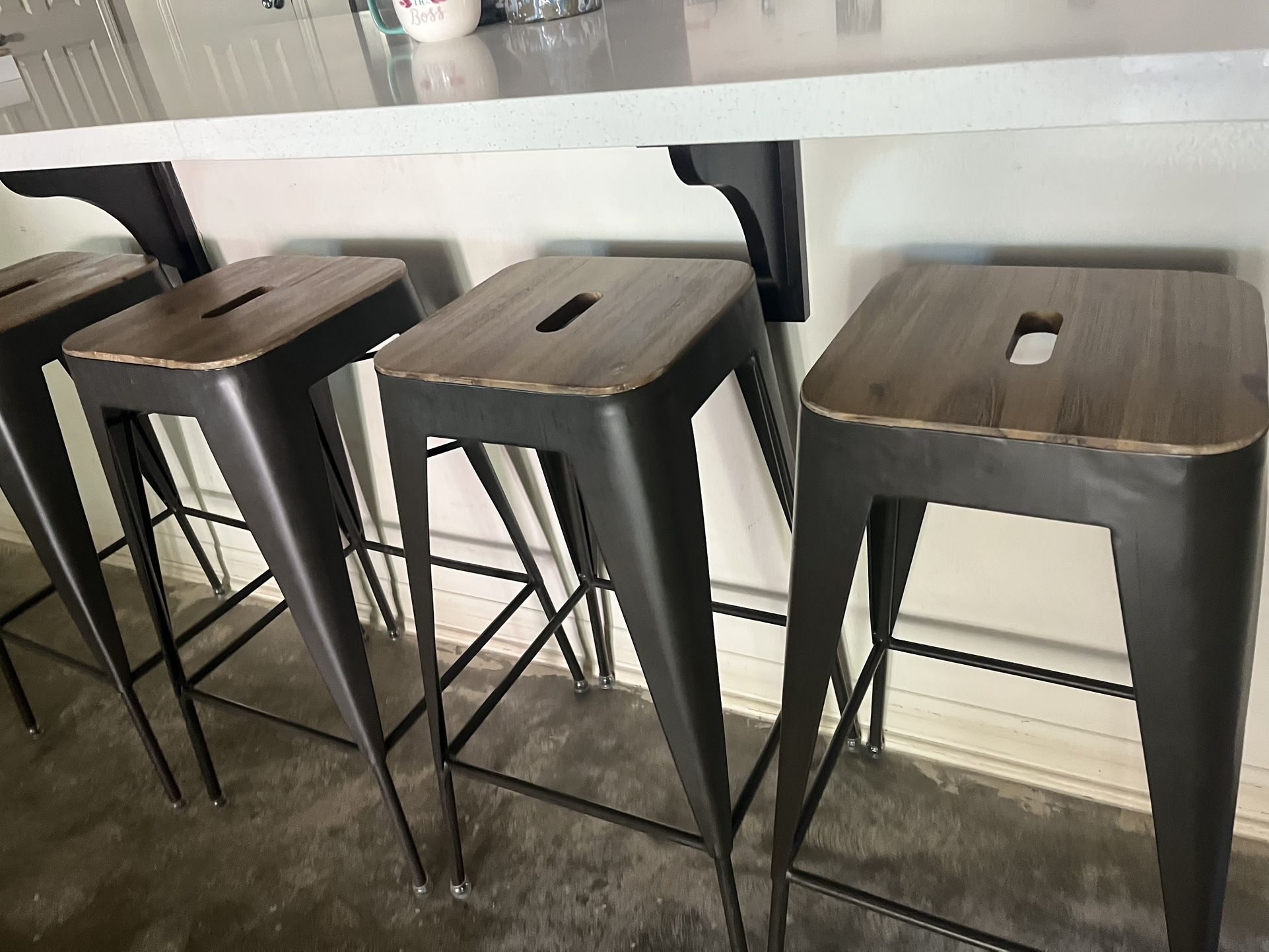 Four Steel Stools 