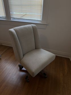 Modern Home Office Set – Glass Desk + Upholstered Rolling Chair