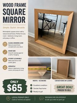 WOOD FRAME SQUARE MIRROR