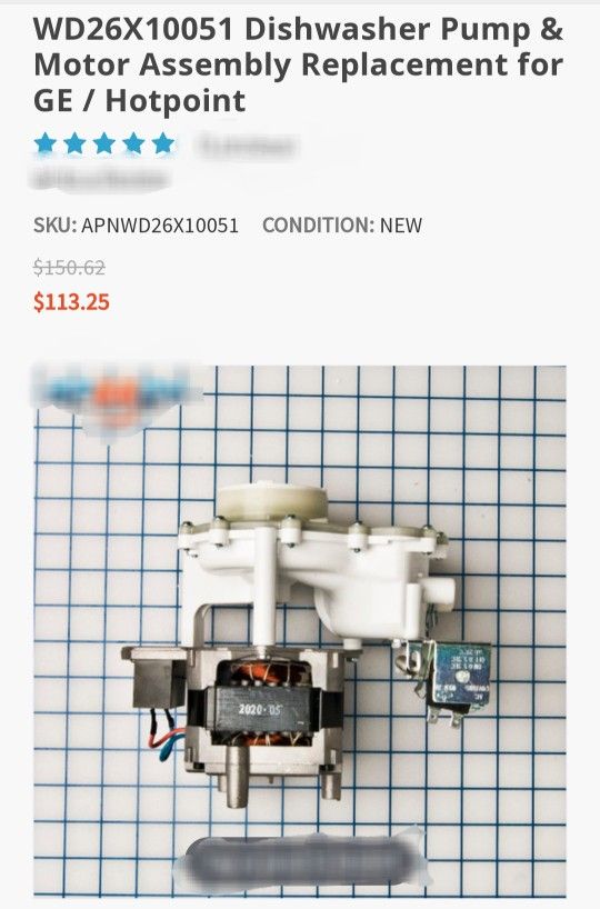 New Dishwasher Pump & Motor Assembly Replacement for GE/Hotpoint