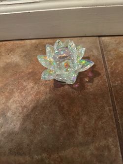 Iridescent Crystal Lotus Flower Figurine