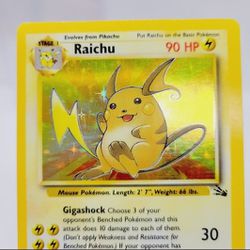 Pokemon Card Raichu Fossil Holo 1999 Rare 14/62 Great Condition