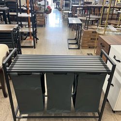 VASAGLE Laundry Hamper Basket Sorter w/ 3 Pull-Out and Removable Bags - Charcoal Gray