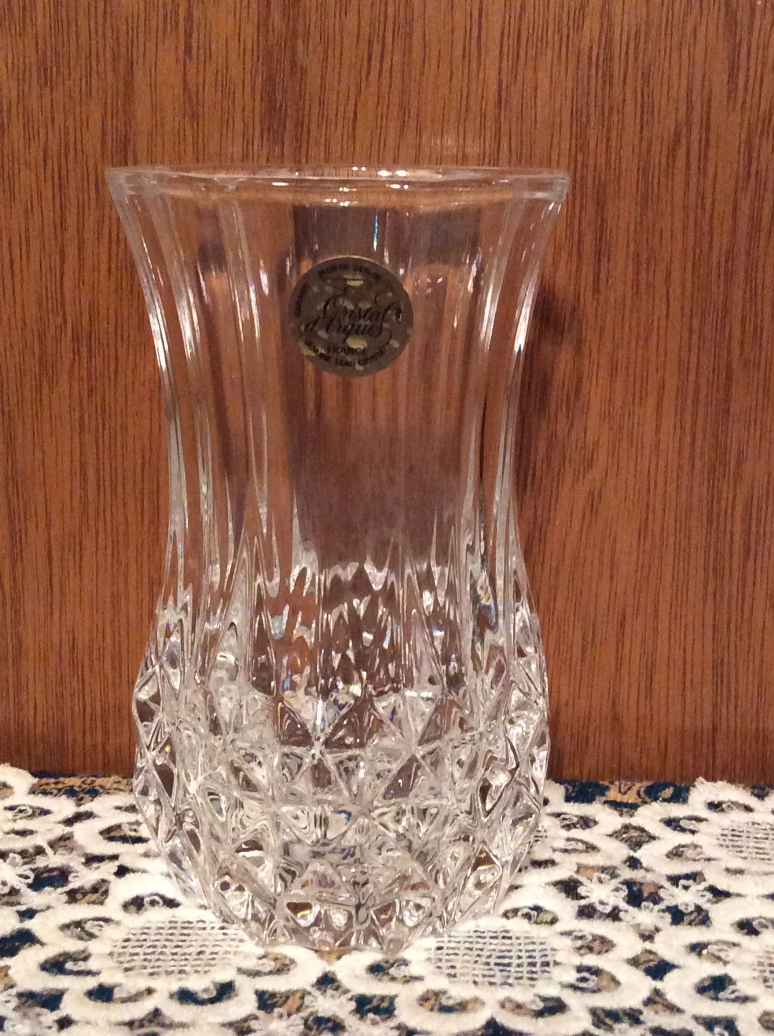 Vintage 5” French Crystal Flower Vase Cristal d’ Arques Glass Lead Crystal