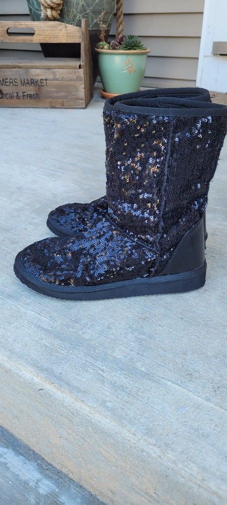 Women Sequins Fur Boots