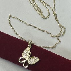 14k premium gold plated 5-A Cz Diamonds Stones Butterfly pendant and necklace best quality ‼️