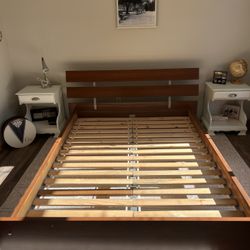 Queen Bed Frame  - IKEA With Upgraded Real Wood Sides