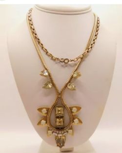 Stella And Dot Soleil Runaway Opaline Rhinestone Gold Toned Snake Design Chain 
