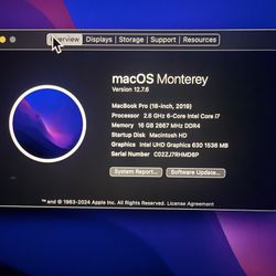MacBook Pro 16in intel i7 16GB Ram 500GB Storage