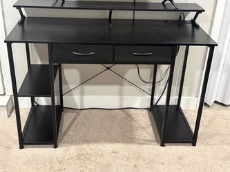 Black metal desk