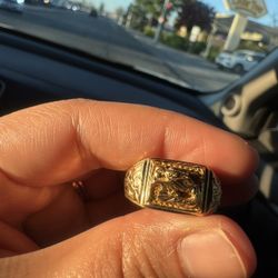 18k Solid Gold Dragon Ring 
