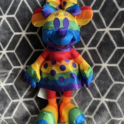 Disney Minnie Mouse Rainbow Plush Doll Toy 2020 Medium 19 1/2"
