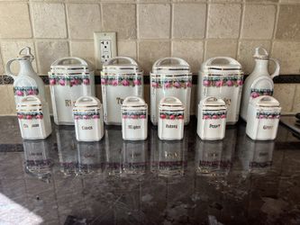 Vintage Floral Ceramic/porcelain Canister Set -12 Pieces