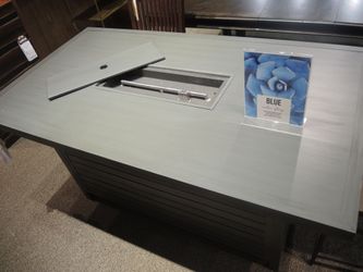 Modern Gray Counter Height Outdoor Fire Pit Table - Clearance Sold As-Is