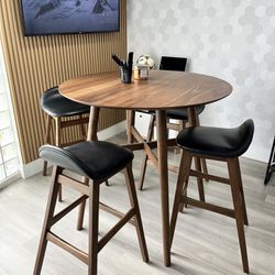 Wood High Table With 4 Chairs