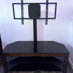 Modern Glass TV Stand w/ Built-In TV Mount