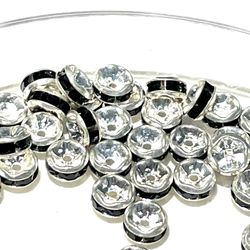 Rondelle Lot Of Black And Clear