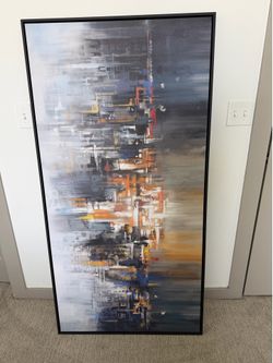 Large Modern Abstract Cityscape Canvas Wall Art - Excellent Condition